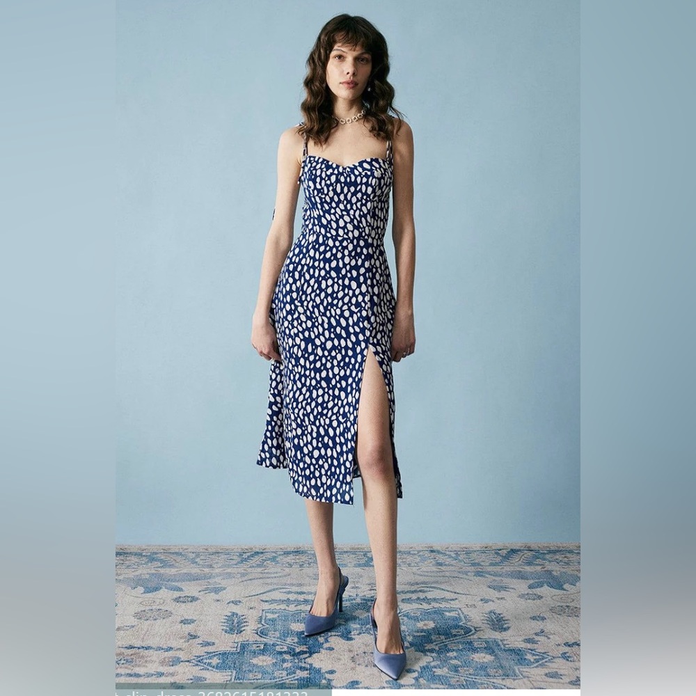 NWT- Rihoas - The Full Print Split Slip Dress- Size XL